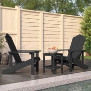 vidaXL Tuinstoelen Adirondack met tafel HDPE antracietkleurig