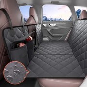VEVOR Autostoelhoes voor honden, achterbankhoes, hondendeken, autostoelhoes voor honden met harde bodem voor de achterbank, 137 x 61 cm, tot 180 kg, met gaasvenster en opbergvak voor auto, SUV