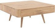 Goossens Salontafel Bjarte vierkant, hout eiken wit, stijlvol landelijk, 90 x 40 x 90 cm