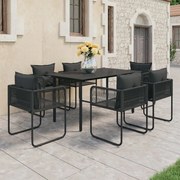 vidaXL 7-delige Tuinset PVC-rattan zwart