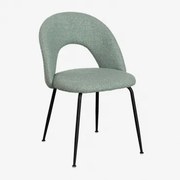 Set Van 2 Glorys Chenille Eetkamerstoelen Groen – Spar & Zwart - Sklum