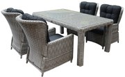 Marina lounge Bergamo dining tuinset 180x100xH75 cm 5-delig verstelbaar wit