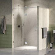 Brauer Void profielloze nisdeur 130cm met draaideur 60cm aan glas RVS geborsteld PVD