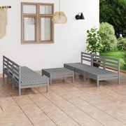 vidaXL 7-delige Loungeset massief grenenhout grijs