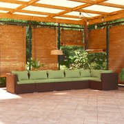 vidaXL 6-delige Loungeset met kussens poly rattan bruin