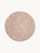 Handgetuft rond vloerkleed Dot met hoog-laag effect, wasbaar