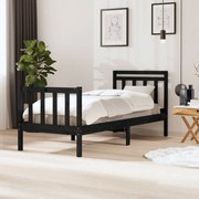 vidaXL Bedframe massief hout zwart 75x190 cm 2FT6 Small Single