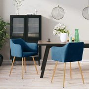 vidaXL Eetkamerstoelen 2 st fluweel blauw