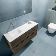 Mondiaz Ada 100cm toiletmeubel dark brown met wastafel talc links zonder kraangat