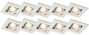 Set van 10 inbouwspots wit - Qure Modern GU10 vierkant Binnenverlichting Lamp