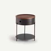 Nachtkastje van staalmetaal en massief notenhout, Talbingo