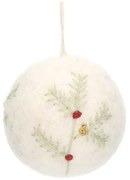 Kerstbal, vilt, wit,Ø5 cm