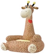 vidaXL Kinderstoel pluche giraffe bruin