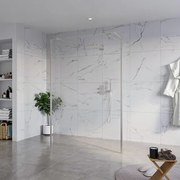 Fortifura Galeria Vrijstaande Inloopdouche - 140x200cm - Helder - antikalk - 8mm veiligheidsglas - 2 zijwanden 30cm - wandsteunen en hoekprofielen - Geborsteld RVS PVD (RVS) SW927769 2x/SW797916/SW797909 2x/SW798730 2x