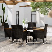 vidaXL 5-delige Tuinset poly rattan zwart