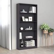 vidaXL Boekenkast met 5 schappen 80x24x175 cm bewerkt hout grijs