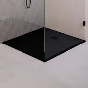 BRAUER Relievo Crag Douchebak 120x100cm antislip antibacterieel mineraalmarmer mat zwart DB-RC100X120Z
