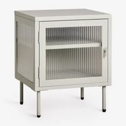 Rectangulaire Nachtkastje 45x40 Cm In Staal En Glas Paoline Groen – Khaki - Sklum