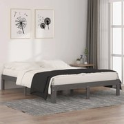 vidaXL Bedframe massief grenenhout grijs 140x190 cm