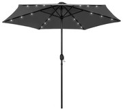 vidaXL Parasol met LED-verlichting en aluminium paal 270 cm antraciet