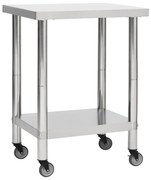 vidaXL Keukenwerktafel met wielen 80x30x85 cm roestvrij staal