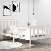 vidaXL Bedframe massief hout wit 75x190 cm 2FT6 Small Single