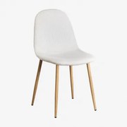 Gestoffeerde Eetkamerstoel Glamm Natuurlijk Hout & Corduroy Beige – Linnen & Pana - Sklum