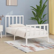 vidaXL Bedframe massief hout wit 75x190 cm 2FT6 Small Single