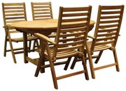 Arona Ovaal uitschuifbare dining tuinset 160-210x90 cm blad 2,8 cm 5-delig teak