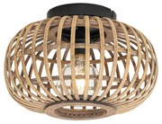 Oosterse plafondlamp zwart met bamboe - AmiraOosters E27 rond Binnenverlichting Lamp