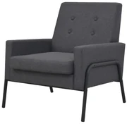 vidaXL Fauteuil staal en stof donkergrijs