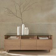 TV-meubel, eikenfineer en glas, WALOR