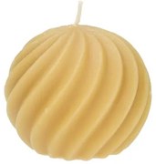 Kaars gedraaide bol, rustiek geel,Ø8 cm