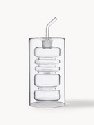 Handgemaakte azijn- en olie-dispenser Rings van borosilicaatglas, H 19 cm