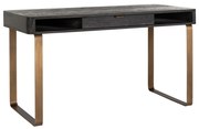 Richmond Interiors Blackbone Brass Zwart Bureau Met Visgraat - 140 X 60cm.