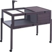 VEVOR Turtle Habitat, Houten Schildpaddenhuis voor Binnen en Buiten, Schildpaddenverblijf op Wielen met Lichtstandaard, Reptielenverblijf Kleine Dierenkooi met Steunpoten, Wielen, voor Gekko, Hagedis, Slang