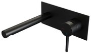 Brauer Black Edition Wastafelmengkraan inbouw - rechte uitloop links - hendel lang smal - afdekplaat - model A 1 - mat zwart 5-S-004-S2