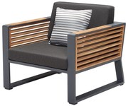 New York lounge tuinstoel aluminium antraciet teak