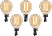 Set van 5 E14 dimbare LED lamp G45 goud 4W 330 lm 2100K