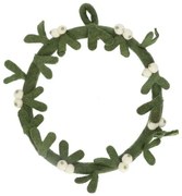 Kerstkrans met witte besjes, vilt,Ø24