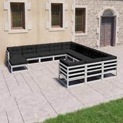 vidaXL 12-delige Loungeset met kussens massief grenenhout wit