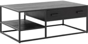 Goossens Salontafel Axilon rechthoekig, hout mango zwart, urban industrieel, 120 x 40 x 70 cm