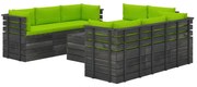 vidaXL 9-delige Loungeset met kussens pallet massief grenenhout