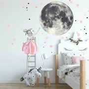 INSPIO Muursticker - Maan en Meisje op de Ladder