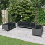 vidaXL 7-delige Loungeset met kussens poly rattan donkergrijs