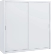 Kledingkast Catromi 109, Wit, 215x220x62cm, 184 kg, Kledingkast deuren: Schuivend, Aantal planken: 9, Aantal planken: 9