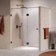 Brauer Void Carving profielloze nisdeur 150cm met draaideur 70cm aan glas gunmetal geborsteld PVD