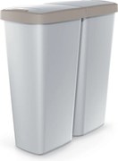 Prosperplast Keden Compacta Q Duo Vuilnisbak - Lichtbruin/Zwart - 50 Liter - Dubbel deksel