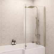 Eastbrook L-Shape badwand 85x140cm rechts messing geborsteld