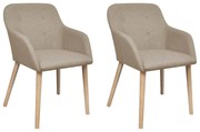 vidaXL Eetkamerstoelen 2 st stof en massief eikenhout beige